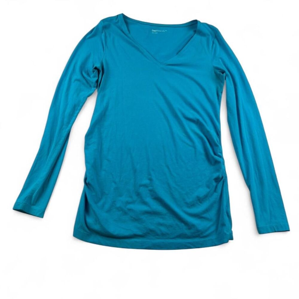 Women's Gap Maternity Blue Long Sleeve Ruched Top | Size Medium